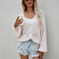 Openwork V-Neck Dropped Shoulder Cardigan