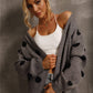 Polka Dot Open Front Dropped Shoulder Cardigan