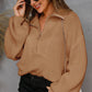 Half-Zip Lantern Sleeve Sweater
