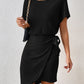 Ribbed Boat Neck Short Sleeve Dress