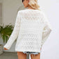 Round Neck Openwork Long Sleeve Knit Top
