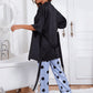 Cami, Robe, and Printed Pants Pajama Set