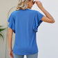 Notched Neck Flutter Sleeve Tee
