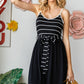 Striped Spaghetti Strap Belted Dress