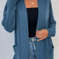 Ribbed Trim Longline Cardigan with Pockets
