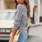 Openwork Rib-Knit Raglan Sleeve Sweater
