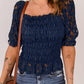 Lace Smocked Flounce Sleeve Blouse