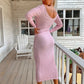 Ribbed V-Neck Midi Sweater Dress