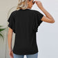 Notched Neck Flutter Sleeve Tee