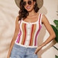 Striped Scalloped Trim Knit Tank