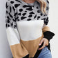 Animal Print Color Block Sweater