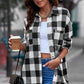 Plaid Curved Hem Dropped Shoulder Longline Shirt Jacket
