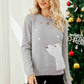 Animal Graphic Round Neck Fuzzy Sweater