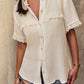 Textured Lace Trim Button Down Shirt