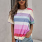 Rainbow Stripe Tie-Front Tee Shirt