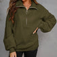 Half-Zip Lantern Sleeve Sweater