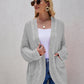 Cable-Knit Curved Hem Open Front Cardigan
