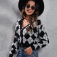 Geometric Button Up Long Sleeve Cardigan