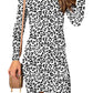 Leopard Tulip Hem Long Sleeve Dress