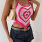 Heart Pattern Sleeveless Knit Top