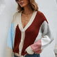 Contrast Button Front V-Neck Cardigan