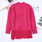 Mixed Knit Fringe Hem Mock Neck Sweater