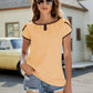 Contrast Trim Petal Sleeve Round Neck Blouse