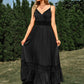 Spaghetti Strap Smocked Waist Spliced Lace Dress