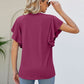Notched Neck Flutter Sleeve Tee