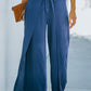 Paperbag Waist Tie Front Wide Leg Pants