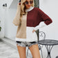 Color Block Dropped Shoulder Ribbed Trim Sweater
