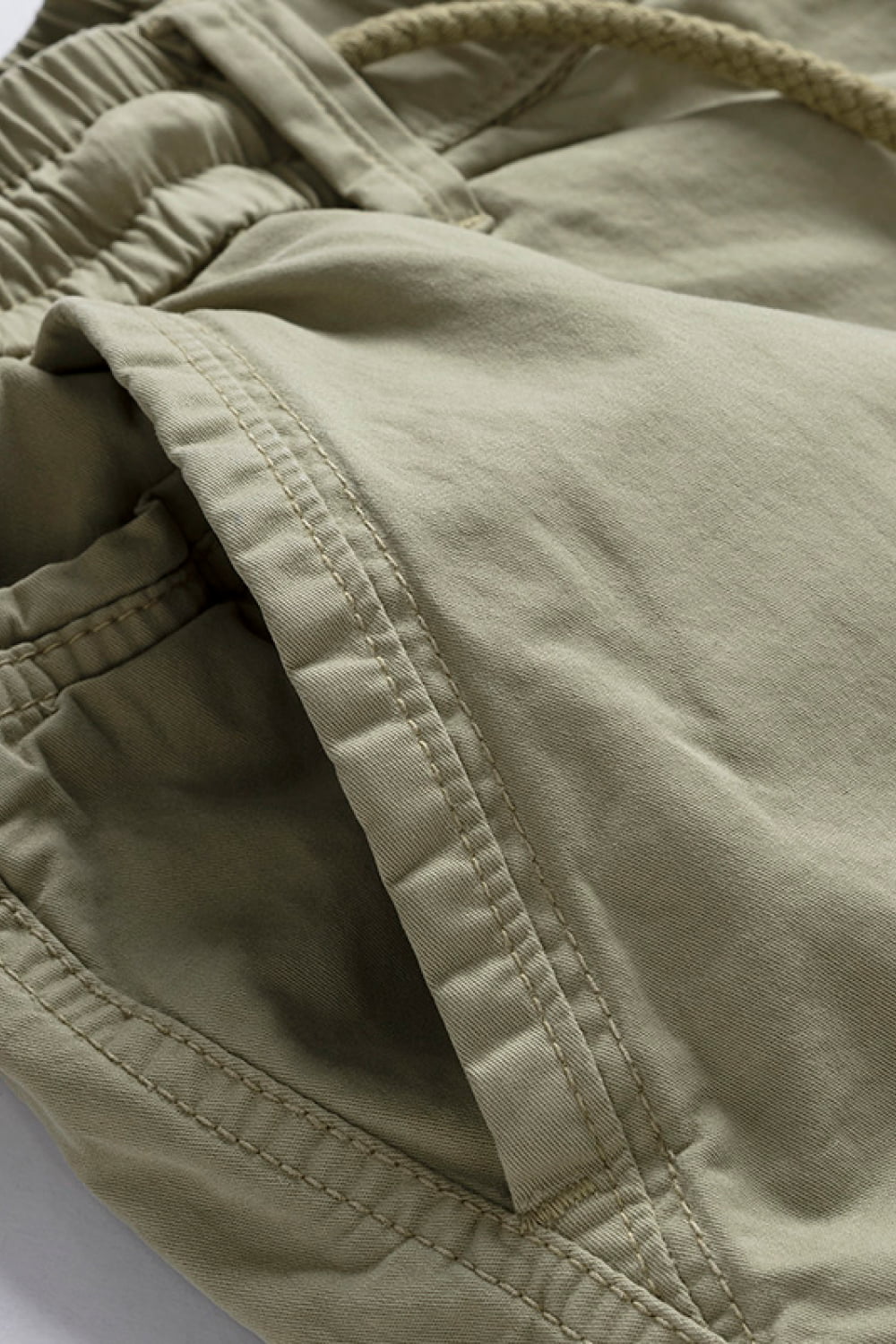 Drawstring Elastic Waist Cargo Shorts
