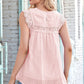 Swiss Dot Spliced Lace Sleeveless Blouse