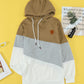 Full Size Range Color Block Cowl Neck Hoodie