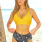 Tie Back Crisscross Bikini and Printed Swim Bottoms Set