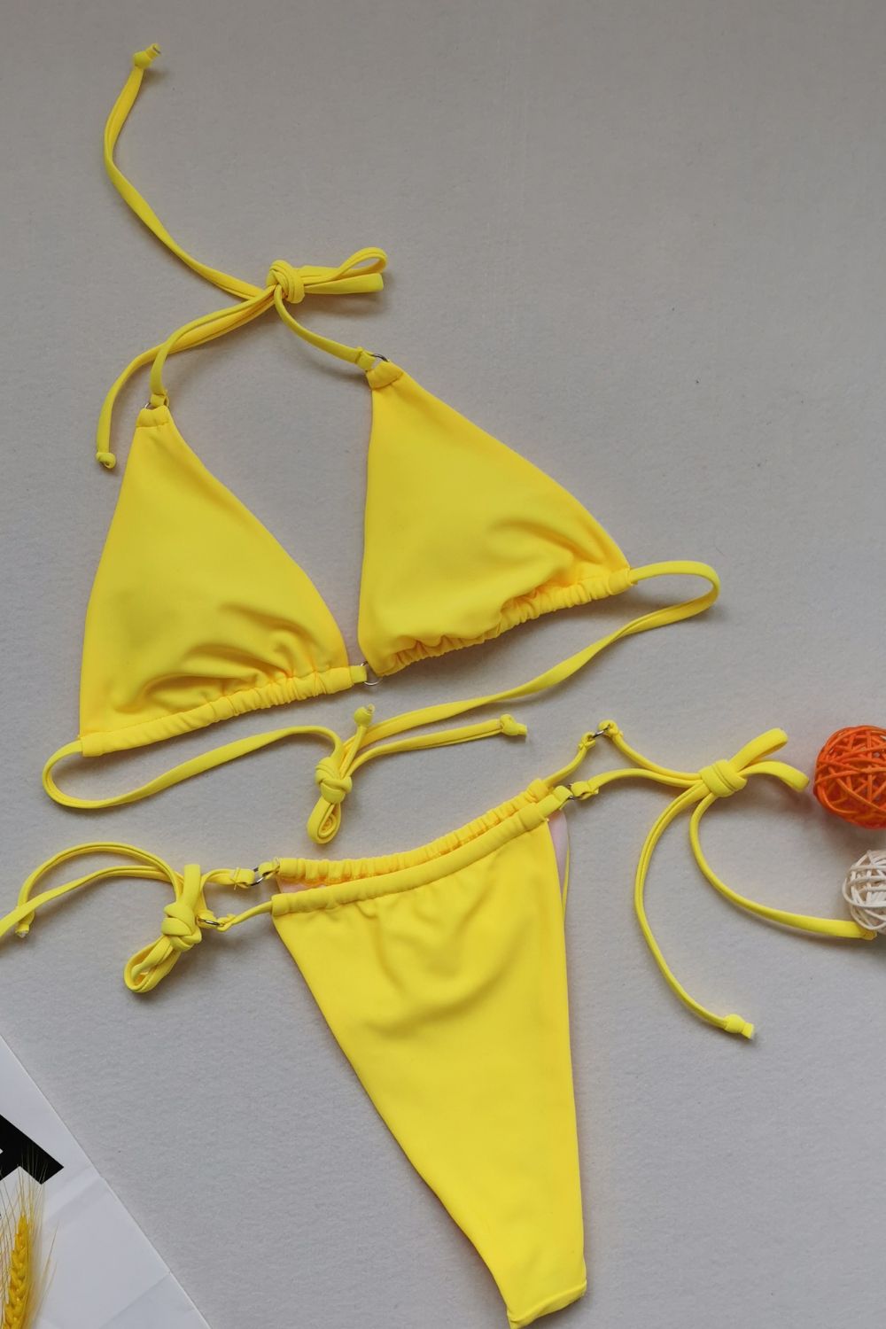 Side Tie Halter Neck Backless Bikini Set