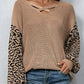 Leopard Lantern Sleeve Crisscross Sweater