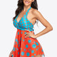 Two-Tone Halter Neck Swim Dress and Bottoms Set