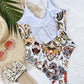 Printed Tie Back Scoop Neck One-Piece Swimsuit