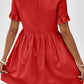 V-Neck Flounce Sleeve A-Line Dress