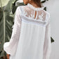 Swiss Dot Frill Neck Embroidered Keyhole Blouse