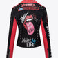 Full Size Printed Zip Up Studded Jacket