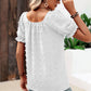 Swiss Dot Puff Sleeve Square Neck Blouse