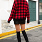 Plaid V-Neck Dropped Shoulder Cardigan