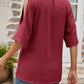 Textured Round Neck Split Sleeve Top
