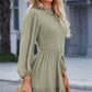 Smocked Tied Balloon Sleeve Mini Dress