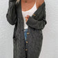 Cable-Knit Button Down Longline Cardigan with Pockets