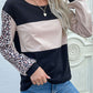 Leopard Color Block Long Sleeve Sweatshirt
