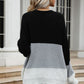 Color Block Long Sleeve Chunky Knit Sweater