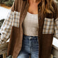 Plaid Corduroy Shirt Jacket with Pockets
